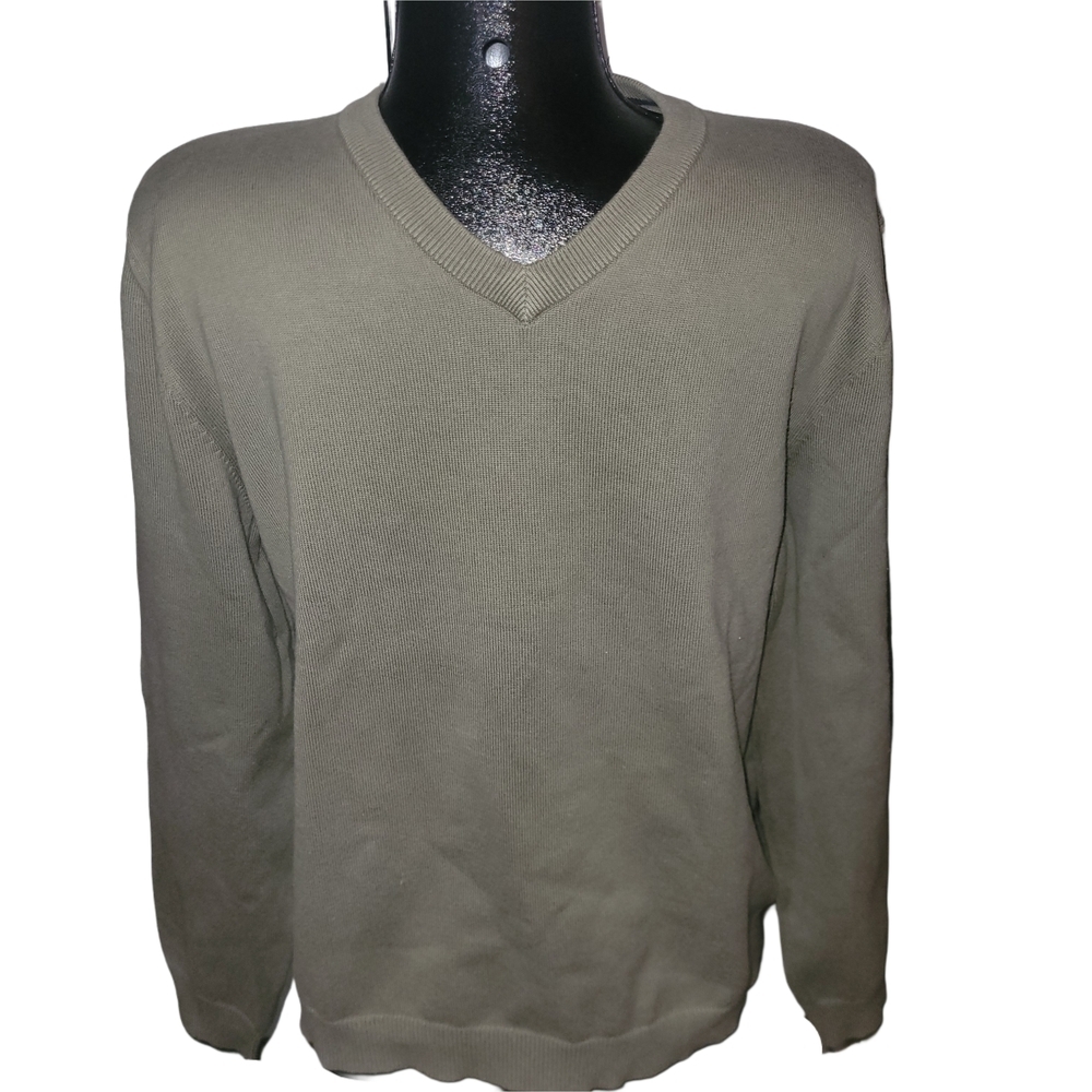 Eddie Bauer Men's Olive Green V-Neck Sweater Size M